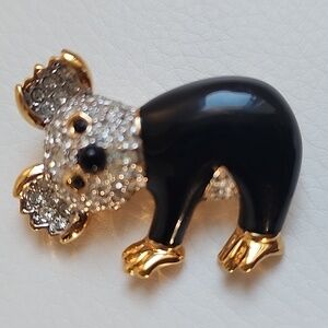 Adorable Black and Gold Koala Brooch